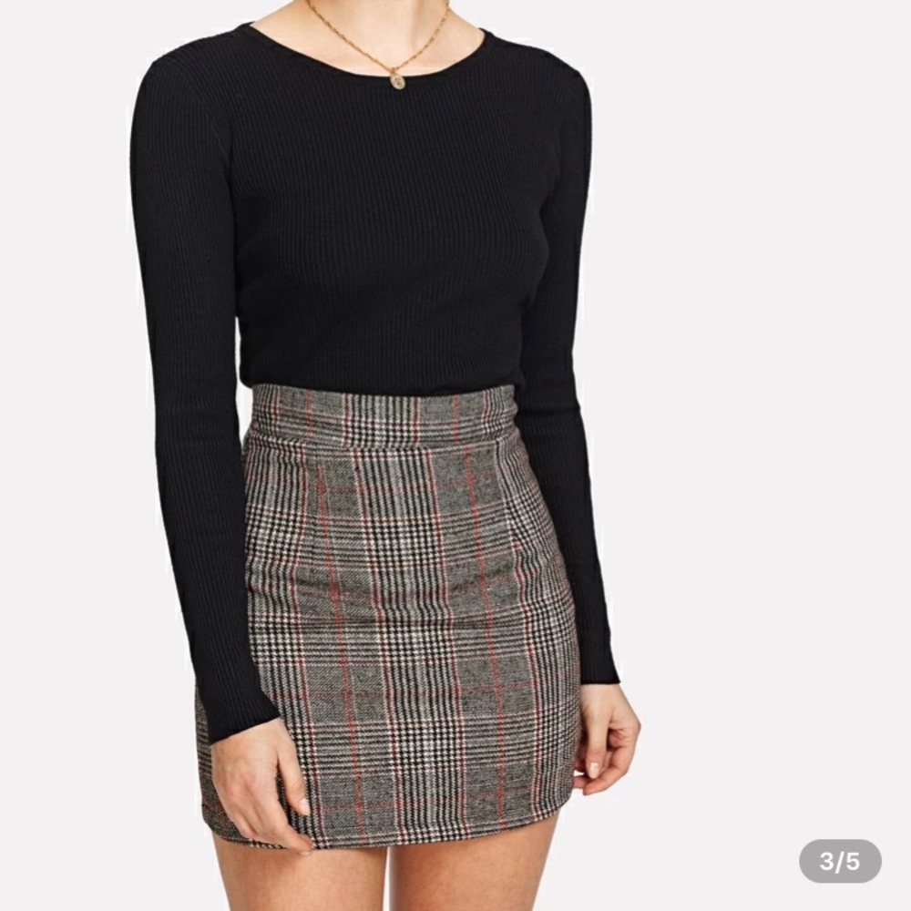 plaid zipped skirt